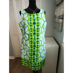 🔥 Just Taylor Size 10 Sheath Dress Green Blue Resortwear Spring EUC